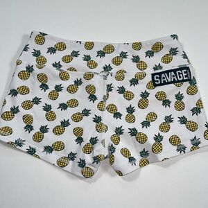 Salvage Barbell White Pineapple Workout CrossFit Booty Shorts Women’s M